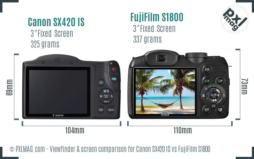 Canon SX420 IS vs FujiFilm S1800 Screen and Viewfinder comparison