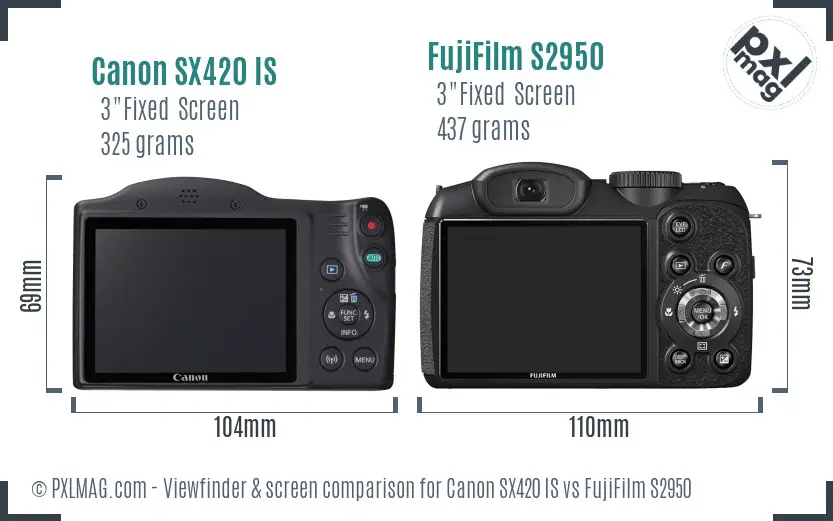 Canon SX420 IS vs FujiFilm S2950 Screen and Viewfinder comparison