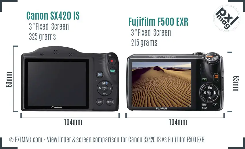 Canon SX420 IS vs Fujifilm F500 EXR Screen and Viewfinder comparison Canon SX420 IS vs Fujifilm F500 EXR Screen and Viewfinder comparison