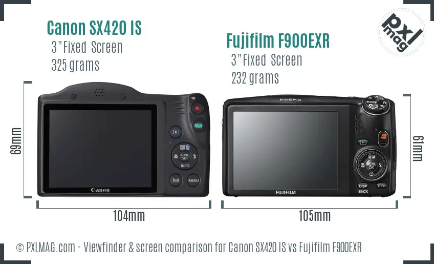 Canon SX420 IS vs Fujifilm F900EXR Screen and Viewfinder comparison