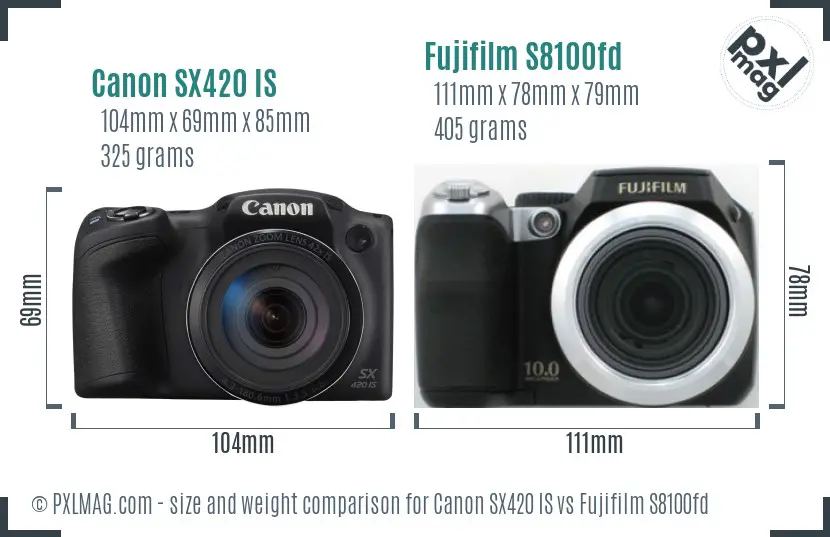 Canon SX420 IS vs Fujifilm S8100fd size comparison Canon SX420 IS vs Fujifilm S8100fd size comparison