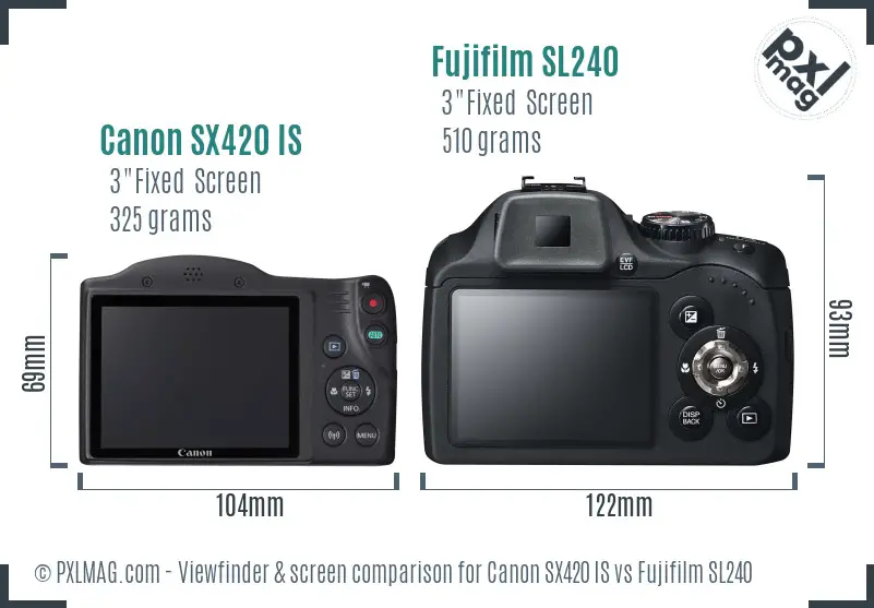 Canon SX420 IS vs Fujifilm SL240 Screen and Viewfinder comparison Canon SX420 IS vs Fujifilm SL240 Screen and Viewfinder comparison