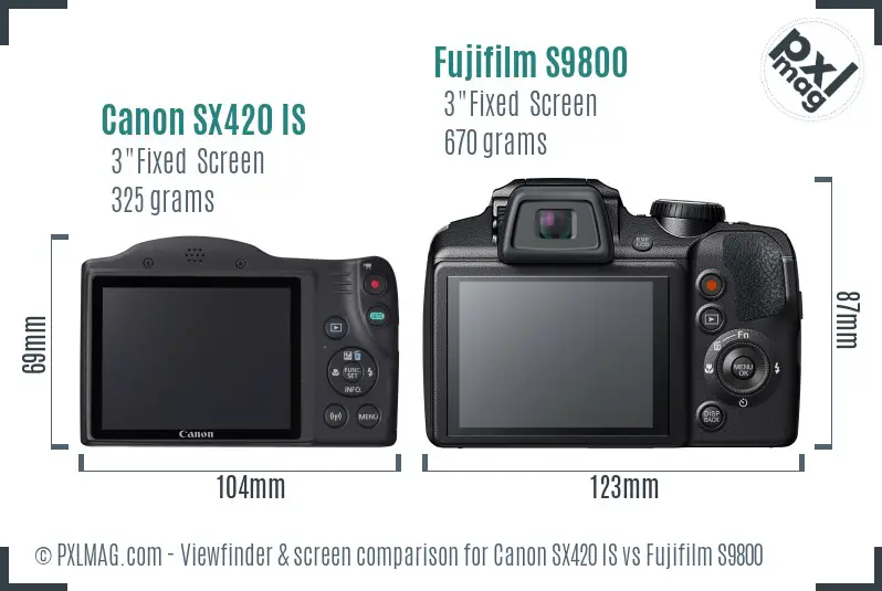 Canon SX420 IS vs Fujifilm S9800 Screen and Viewfinder comparison