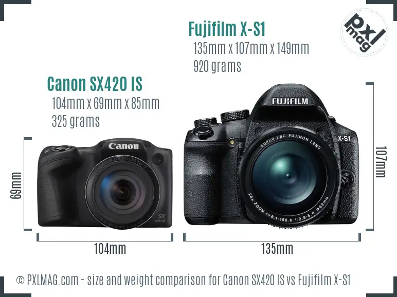 Canon SX420 IS vs Fujifilm X-S1 size comparison Canon SX420 IS vs Fujifilm X-S1 size comparison