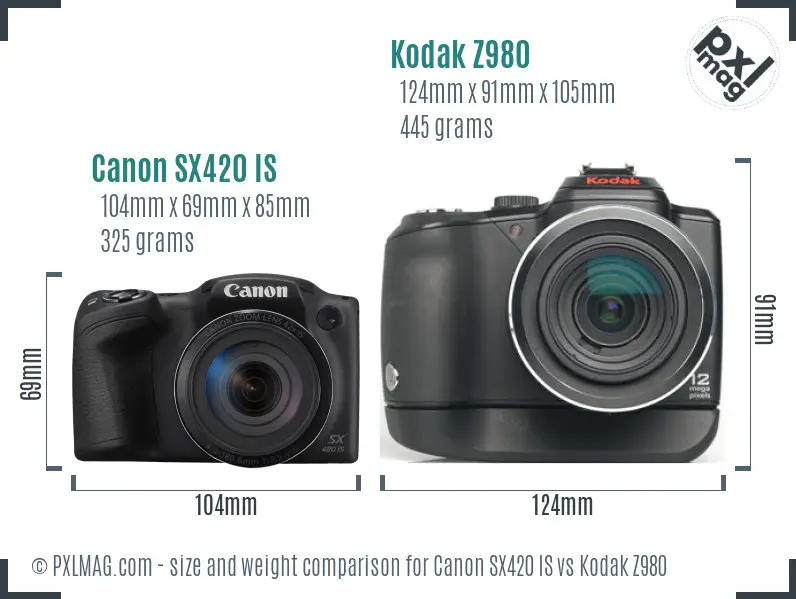 Canon SX420 IS vs Kodak Z980 size comparison Canon SX420 IS vs Kodak Z980 size comparison