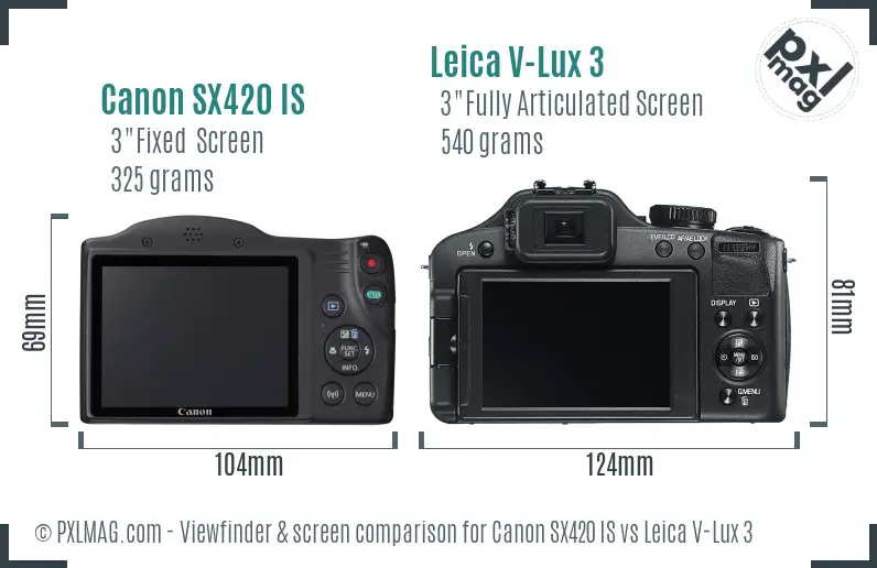 Canon SX420 IS vs Leica V-Lux 3 Screen and Viewfinder comparison Canon SX420 IS vs Leica V-Lux 3 Screen and Viewfinder comparison