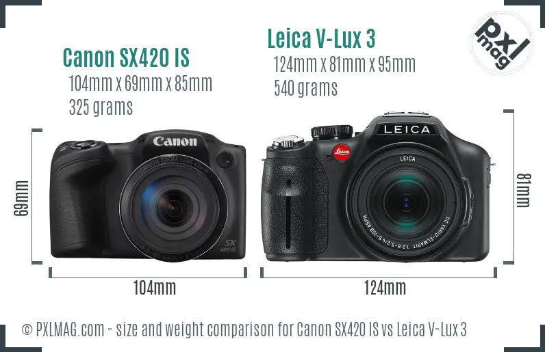 Canon SX420 IS vs Leica V-Lux 3 size comparison Canon SX420 IS vs Leica V-Lux 3 size comparison