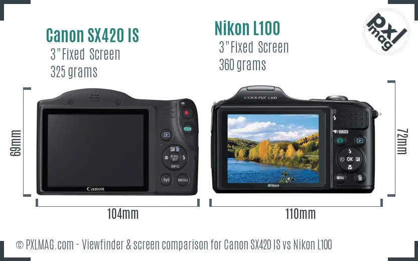 Canon SX420 IS vs Nikon L100 Screen and Viewfinder comparison Canon SX420 IS vs Nikon L100 Screen and Viewfinder comparison