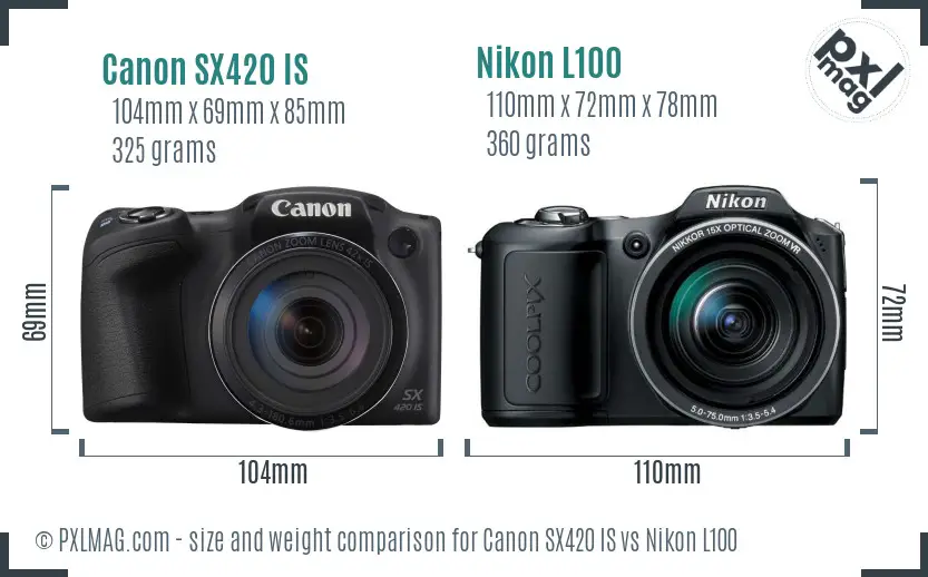 Canon SX420 IS vs Nikon L100 size comparison Canon SX420 IS vs Nikon L100 size comparison