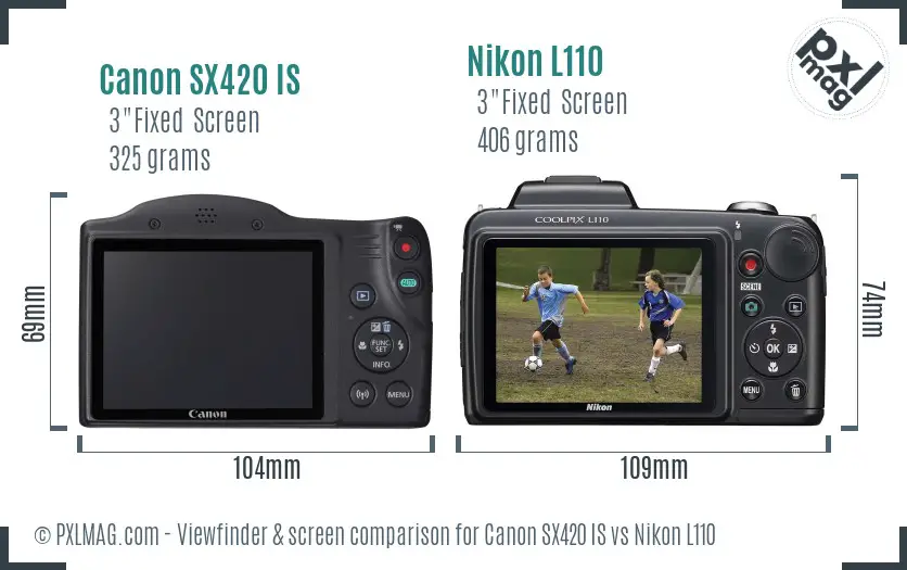 Canon SX420 IS vs Nikon L110 Screen and Viewfinder comparison