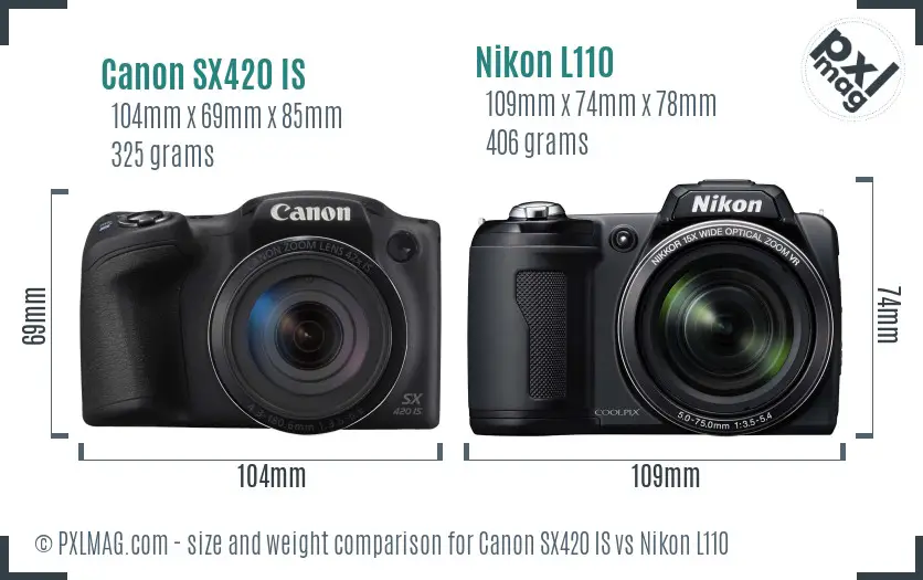 Canon SX420 IS vs Nikon L110 size comparison