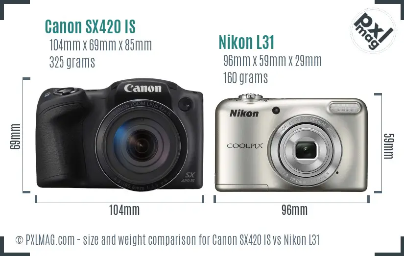 Canon SX420 IS vs Nikon L31 size comparison