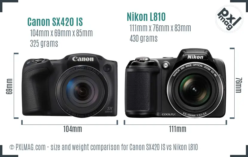 Canon SX420 IS vs Nikon L810 size comparison Canon SX420 IS vs Nikon L810 size comparison