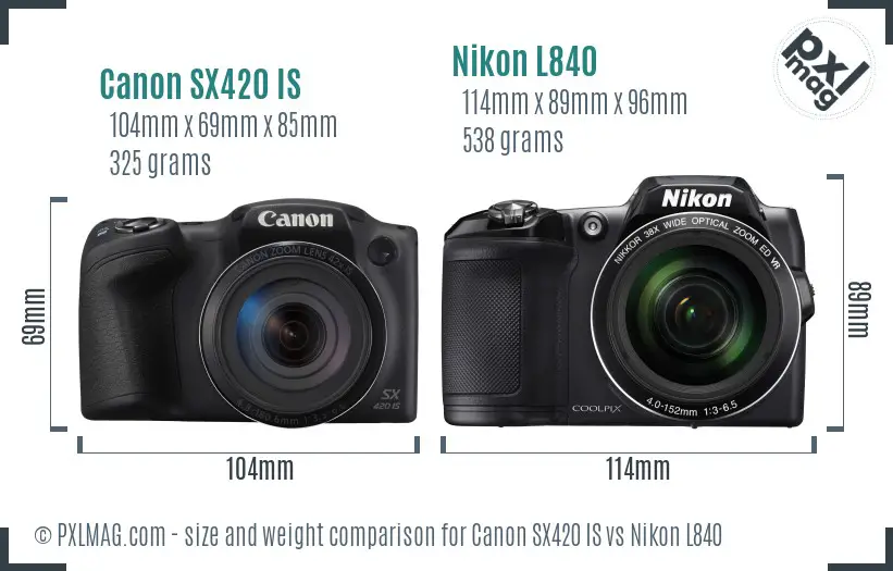Canon SX420 IS vs Nikon L840 size comparison