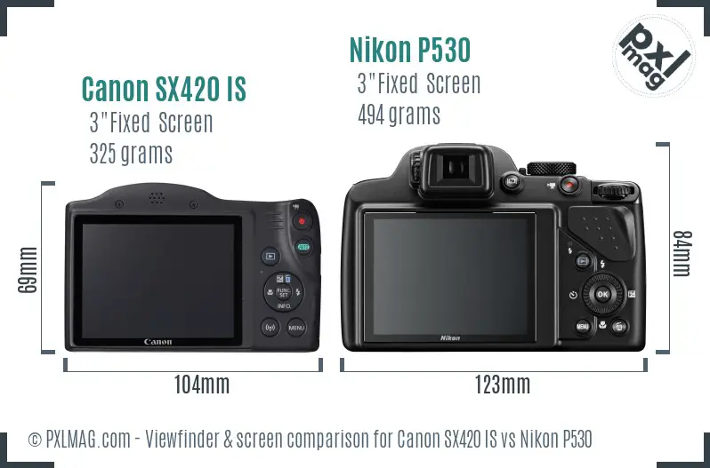 Canon SX420 IS vs Nikon P530 Screen and Viewfinder comparison Canon SX420 IS vs Nikon P530 Screen and Viewfinder comparison