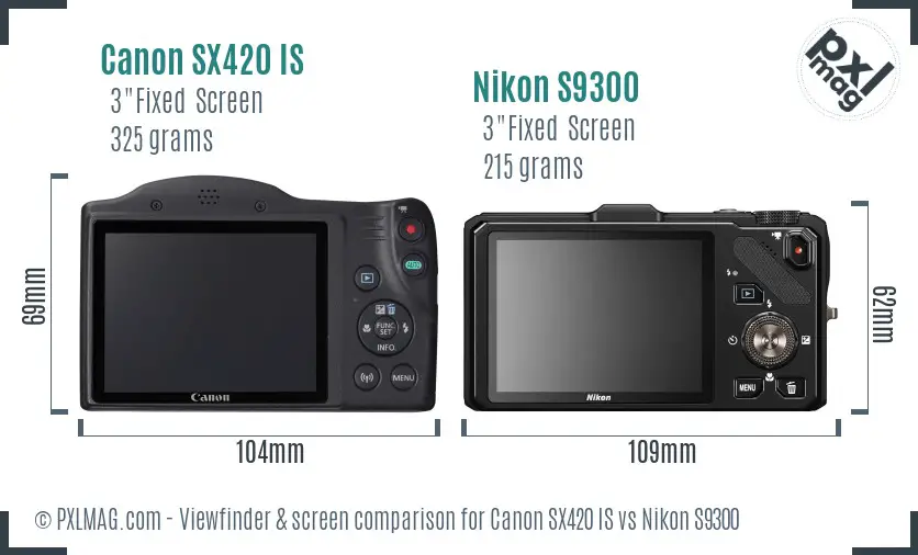 Canon SX420 IS vs Nikon S9300 Screen and Viewfinder comparison Canon SX420 IS vs Nikon S9300 Screen and Viewfinder comparison