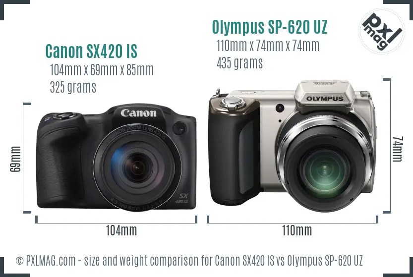 Canon SX420 IS vs Olympus SP-620 UZ size comparison