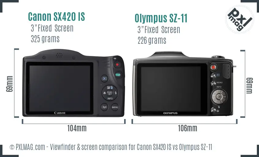 Canon SX420 IS vs Olympus SZ-11 Screen and Viewfinder comparison Canon SX420 IS vs Olympus SZ-11 Screen and Viewfinder comparison