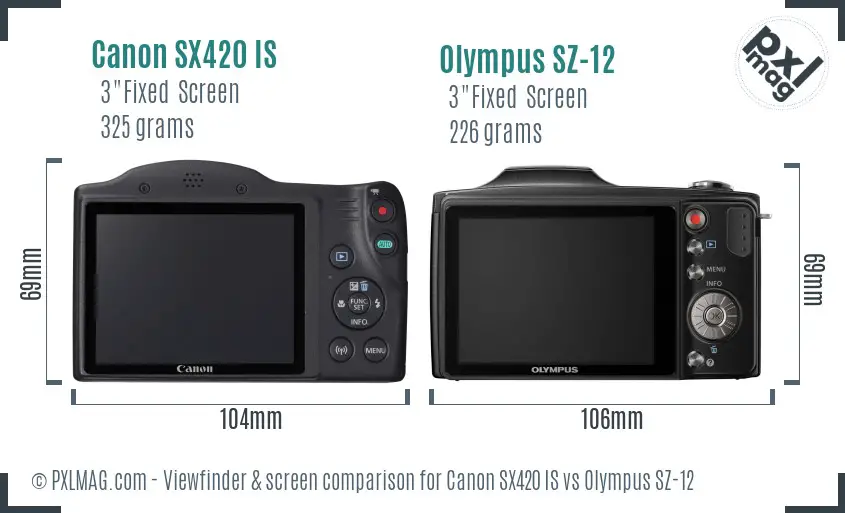 Canon SX420 IS vs Olympus SZ-12 Screen and Viewfinder comparison
