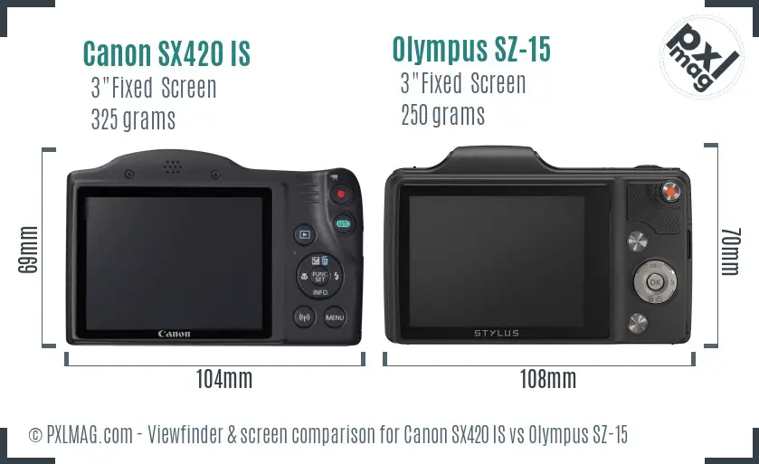 Canon SX420 IS vs Olympus SZ-15 Screen and Viewfinder comparison Canon SX420 IS vs Olympus SZ-15 Screen and Viewfinder comparison