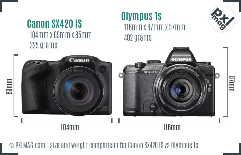 Canon SX420 IS vs Olympus 1s size comparison