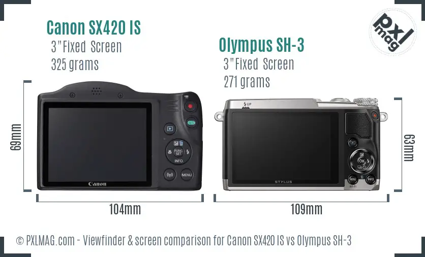 Canon SX420 IS vs Olympus SH-3 Screen and Viewfinder comparison Canon SX420 IS vs Olympus SH-3 Screen and Viewfinder comparison