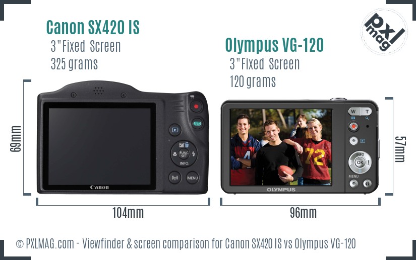 Canon SX420 IS vs Olympus VG-120 Screen and Viewfinder comparison