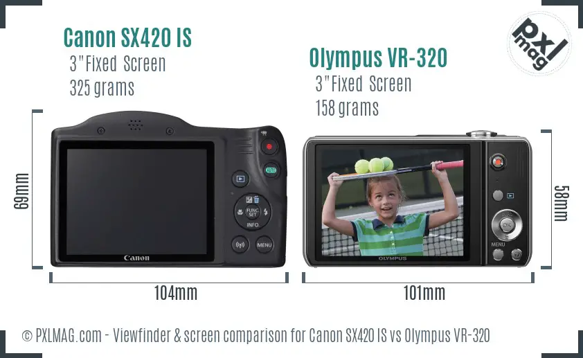 Canon SX420 IS vs Olympus VR-320 Screen and Viewfinder comparison