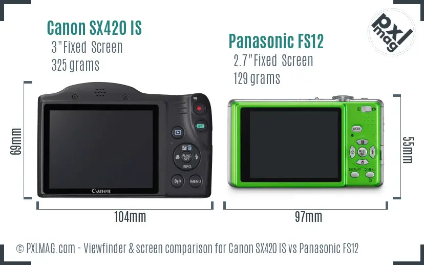 Canon SX420 IS vs Panasonic FS12 Screen and Viewfinder comparison