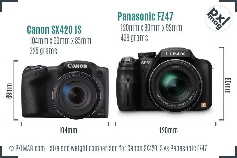 Canon SX420 IS vs Panasonic FZ47 size comparison Canon SX420 IS vs Panasonic FZ47 size comparison