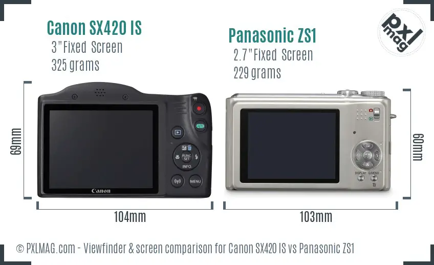 Canon SX420 IS vs Panasonic ZS1 Screen and Viewfinder comparison
