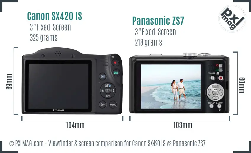 Canon SX420 IS vs Panasonic ZS7 Screen and Viewfinder comparison