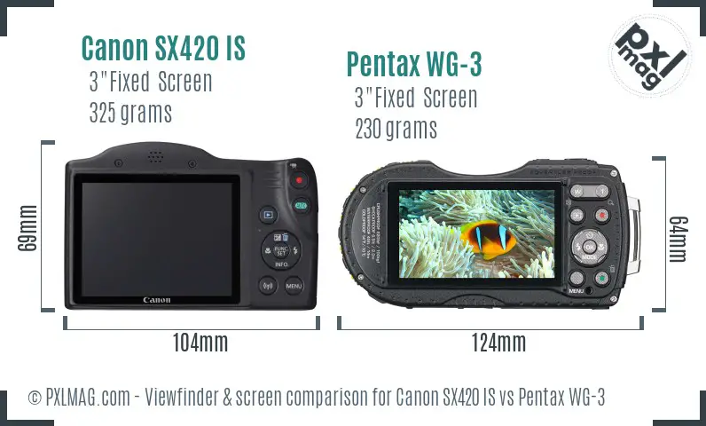 Canon SX420 IS vs Pentax WG-3 Screen and Viewfinder comparison