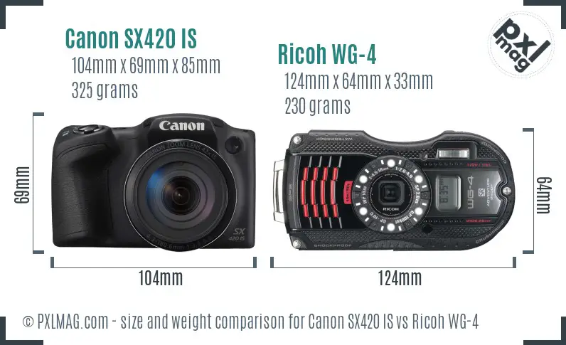 Canon SX420 IS vs Ricoh WG-4 size comparison Canon SX420 IS vs Ricoh WG-4 size comparison