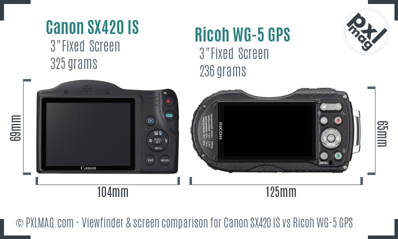 Canon SX420 IS vs Ricoh WG-5 GPS Screen and Viewfinder comparison