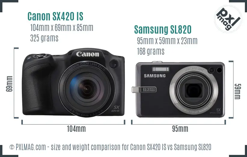 Canon SX420 IS vs Samsung SL820 size comparison Canon SX420 IS vs Samsung SL820 size comparison