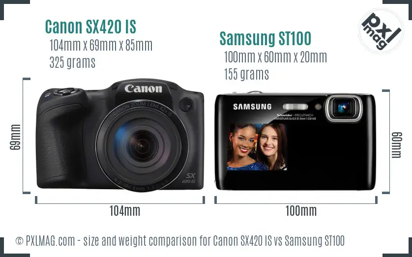 Canon SX420 IS vs Samsung ST100 size comparison