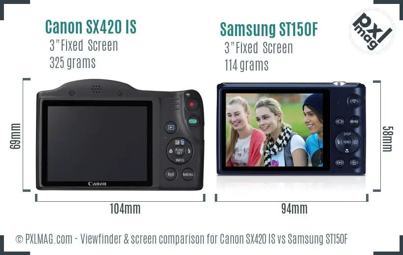 Canon SX420 IS vs Samsung ST150F Screen and Viewfinder comparison