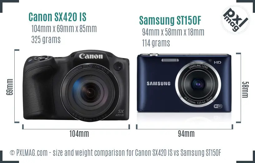Canon SX420 IS vs Samsung ST150F size comparison