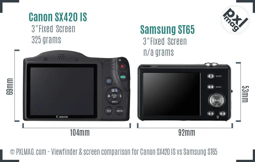 Canon SX420 IS vs Samsung ST65 Screen and Viewfinder comparison Canon SX420 IS vs Samsung ST65 Screen and Viewfinder comparison