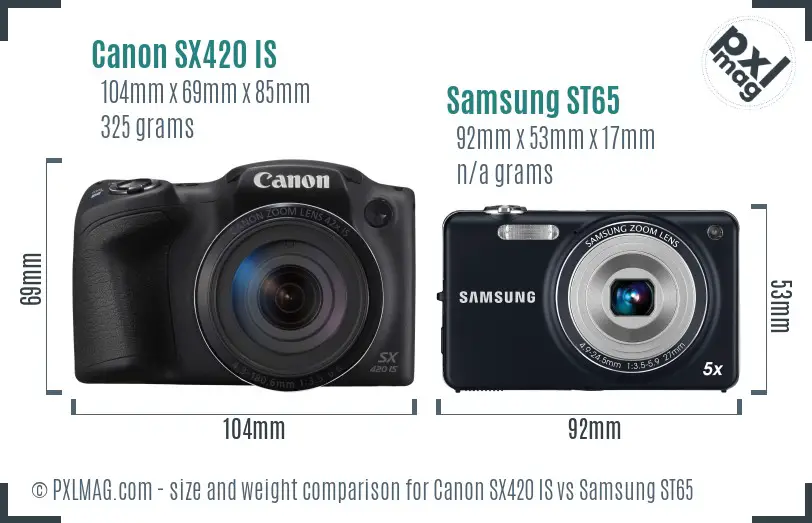 Canon SX420 IS vs Samsung ST65 size comparison Canon SX420 IS vs Samsung ST65 size comparison