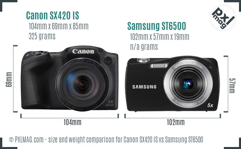 Canon SX420 IS vs Samsung ST6500 size comparison