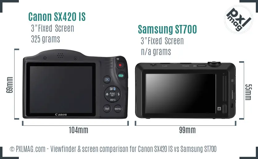 Canon SX420 IS vs Samsung ST700 Screen and Viewfinder comparison Canon SX420 IS vs Samsung ST700 Screen and Viewfinder comparison