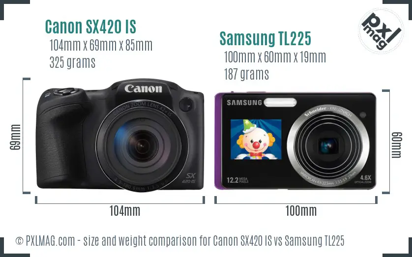 Canon SX420 IS vs Samsung TL225 size comparison Canon SX420 IS vs Samsung TL225 size comparison