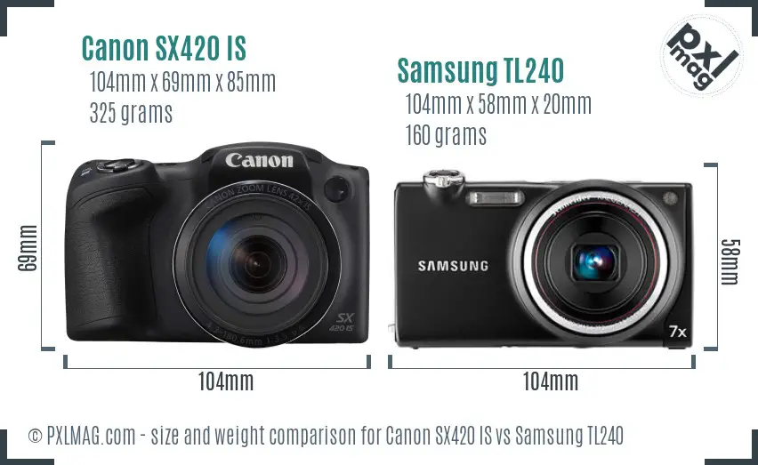 Canon SX420 IS vs Samsung TL240 size comparison Canon SX420 IS vs Samsung TL240 size comparison