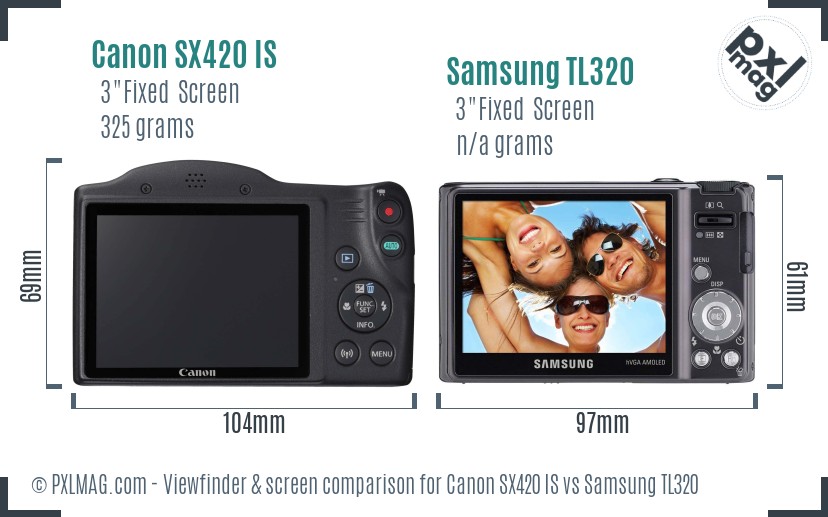 Canon SX420 IS vs Samsung TL320 Screen and Viewfinder comparison
