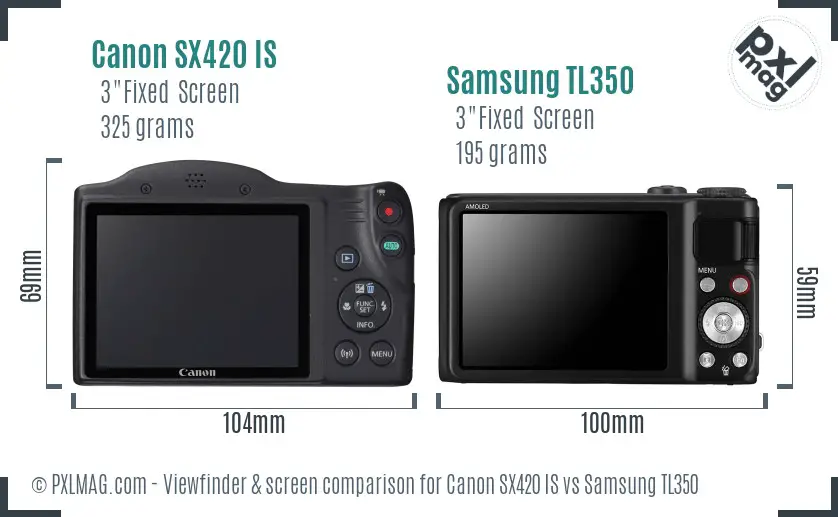 Canon SX420 IS vs Samsung TL350 Screen and Viewfinder comparison