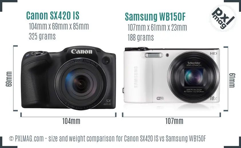 Canon SX420 IS vs Samsung WB150F size comparison Canon SX420 IS vs Samsung WB150F size comparison