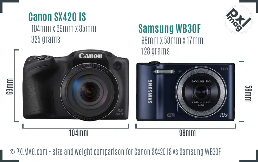 Canon SX420 IS vs Samsung WB30F size comparison Canon SX420 IS vs Samsung WB30F size comparison
