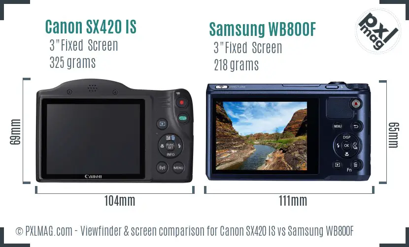 Canon SX420 IS vs Samsung WB800F Screen and Viewfinder comparison